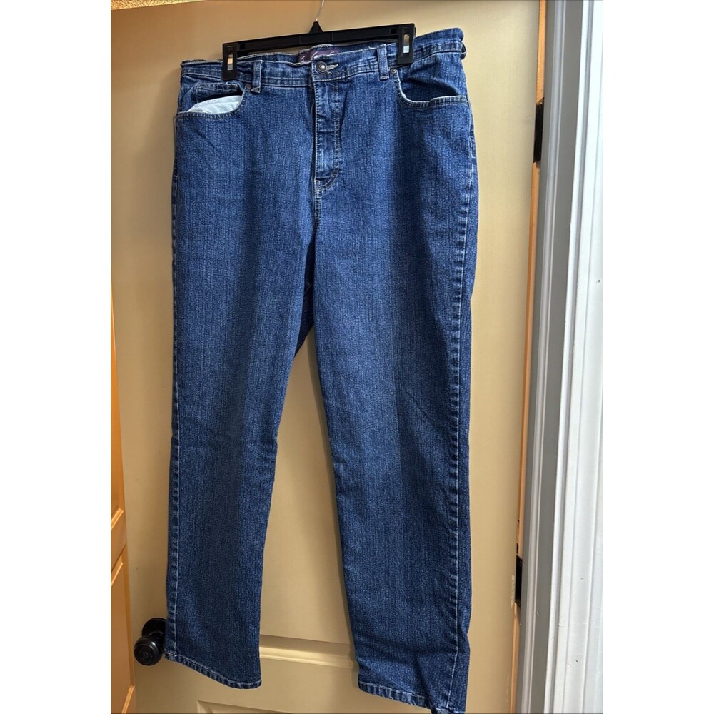 Gloria Vanderbilt Jeans Women 18 Blue Straight Pockets Denim Waist 35" Preowned